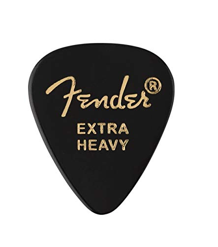 Fender® »351 SHAPE CLASSIC PICKS« Médiators en Celluloïd – Forme: 351 – Pack de 12 – Épaisseur: X-Heavy – Couleur: Noir - Les Beatles, Paul McCartney, John Lennon, RIngo Starr, George Harrison Fender® »351 SHAPE CLASSIC PICKS« Médiators en Celluloïd - Forme: 351 - Pack de 12 - Épaisseur: X-Heavy - Couleur: Noir