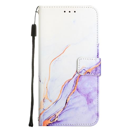 Étui Samsung Galaxy A16 marbre blanc violet coque clapet protection simili cuir