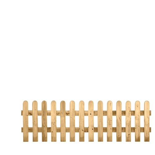 Premier Wooden Rounded Picket Pressure Treated Fence Panel 6ft x 2ft (1828mm x 600mm | 182.8cm x 60cm) Garden Fencing Palisade Panel