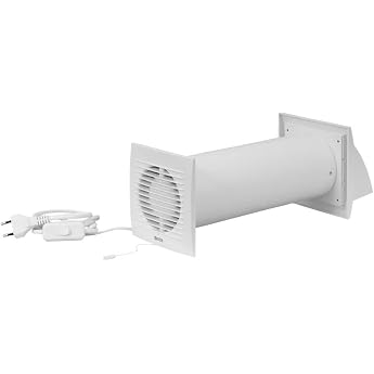 EUROPLAST Diameter 100 mm Decentralised Living Room Ventilation with Heat Recovery - Wall Fan Ceramic Heat Exchanger up to 85% Energy Class A for Bedroom Bathroom Old Building New Construction with Plug