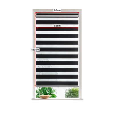 GoodHome Store Enrouleur Jour/Nuit sans perçage Keston Noir 80 x 180 cm