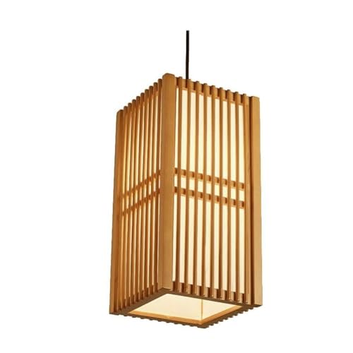 Lampe suspendue japonaise en bois pour éclairer un îlot de cuisine fixe