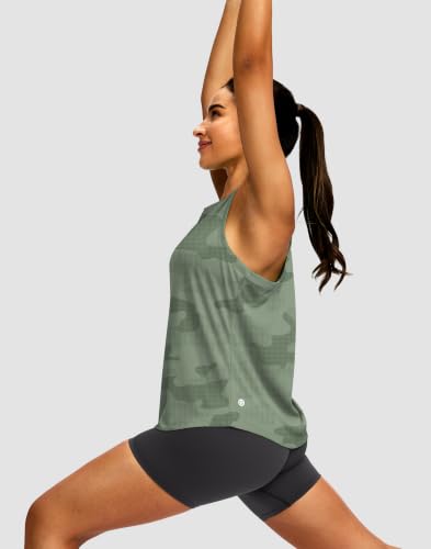 Image of Women's Workout Tops Racerback Athletic Tank Tops Sleeveless Loose Fit Yoga Running Gym Shirts for Women