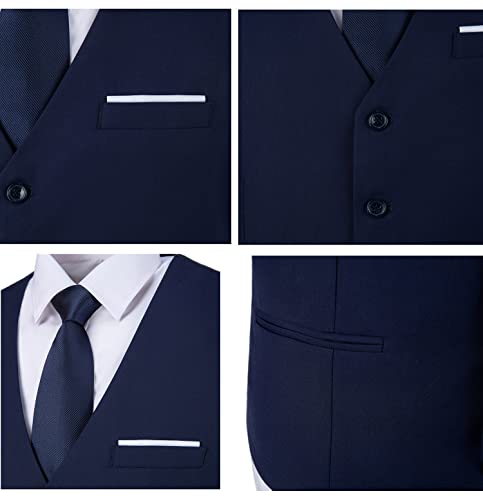 Wedding Suit Vest Men Suits Waistcoat Vests Navy 3 Pockets Tweed Vests Men's Suit For Tuxedo Business Formal Party Dress #TOP4