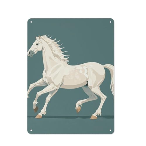 Décoration murale cheval blanc en métal avec finitions soignées pour chambre et salon