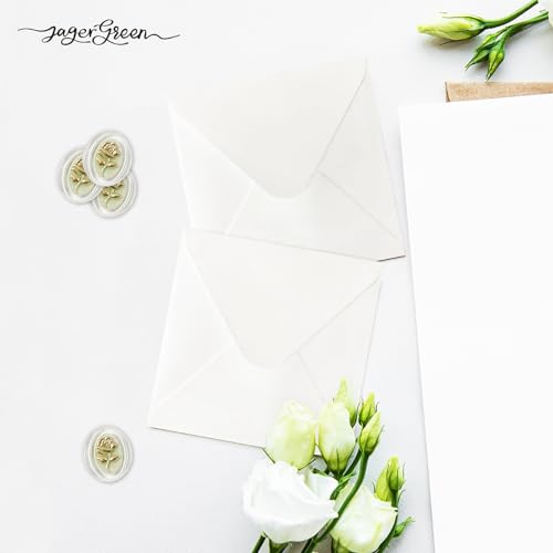 JAGERGREEN 50 Stück Briefumschläge kraftpapier Quadratisch 15x15 Weiß, 155x155 mm 120 g/m² Umschläge Nassklebung, Briefumschlag ohne Fenster Selbstklebend, Kuvert für Grußkarten, Einladung, Hochzeit