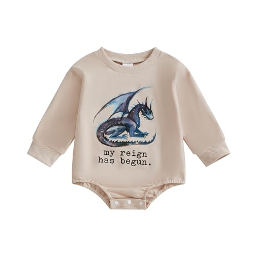 Image of Eadrioss Newborn Baby Boy Girl Clothes My Reign Has Begun Romper Shirts Bodysuit Infant Dragon Summer Outfit 3 6 12 18 Month