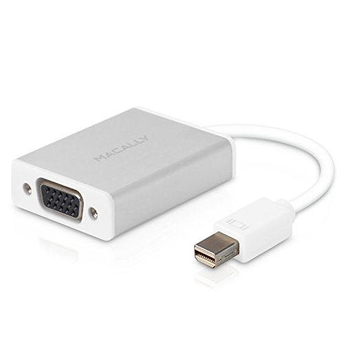 Mini DisplayPort a VGA adaptador Macally de aluminio para solucionar problemas de conexión en pantallas