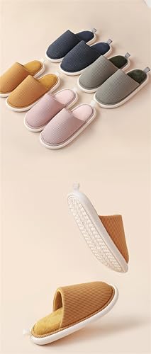 Striped anti slip flat cotton slippers Ladies and gentlemen's home slippers, warm plush cotton slippers4
