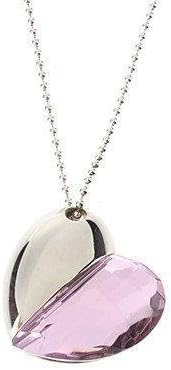 SUNMME Real 32GB USB 2.0 Flash Drive Heart Typed Compact Flash Memory Cards Necklace(Pink)