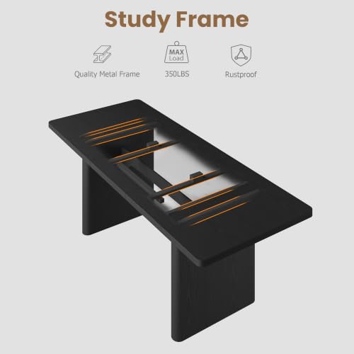 Image of GarveeHome Rectangular 63 inch-82.7 inch Extendable Dining Table with Round Corner