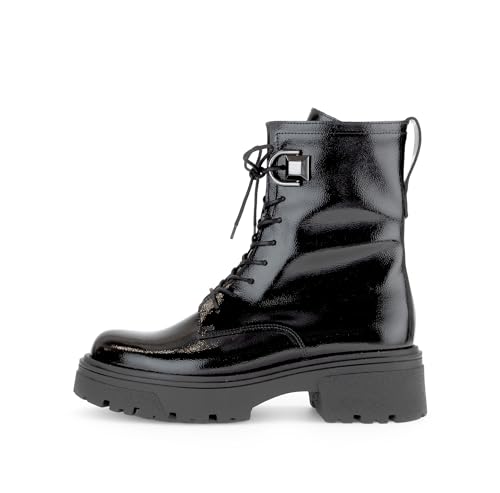 Gabor Damen Combat Boots, Frauen Stiefeletten,Best Fitting,schnürstiefel,Winterstiefel,Winterschuhe,gefüttert,schwarz(Altsilber)… – Ansicht 2