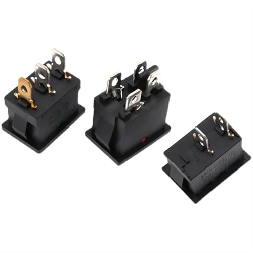 Interruptor basculante KCD1 de 3 pines y 6A 250V CA con luz piloto roja para automoción 6