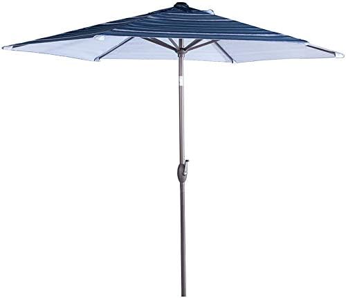 Abba Patio Striped Patio 9-Feet Outdoor Market Table Umbrella with Push Button Tilt and Crank, Blue Striped