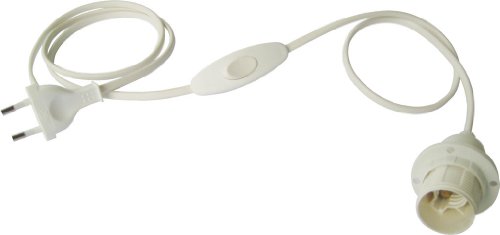 Electraline 70520 Cablaggio Bipolare E Portalampada E14, Interruttore E Spina, Bianco