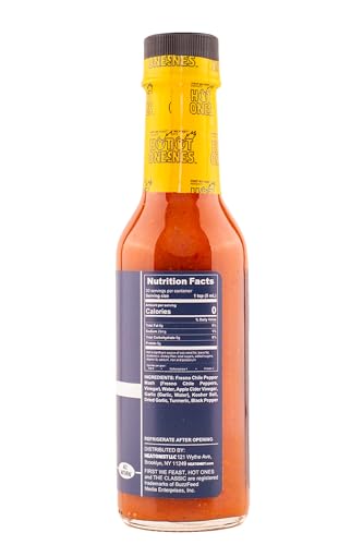 Image of Hot Ones The Classic Garlic Fresno Edition Hot Sauce Made With Natural Ingredients & Bold Flavors From Fresno Chile Peppers & Extra Garlic, 5 fl oz Bottle (1-Pack)