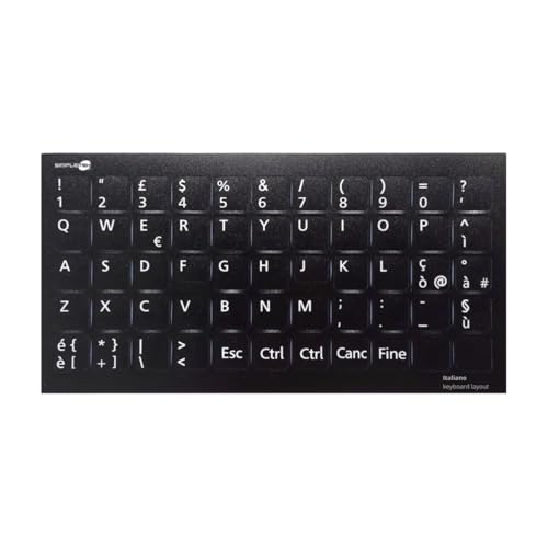SIMPLETEK - Stickers Adesivi per Tastiera Notebook | Trasforma Layout Italiano | Nero Opaco | Set Completo per PC Portatile