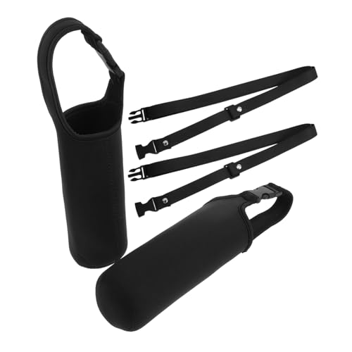 Toyvian 2 Piezas juego de tazas departamento moderno del portador de la botella de agua simple botellas Bebiendo manga de botella bolsa de botella de agua aislada tela de buceo Negro
