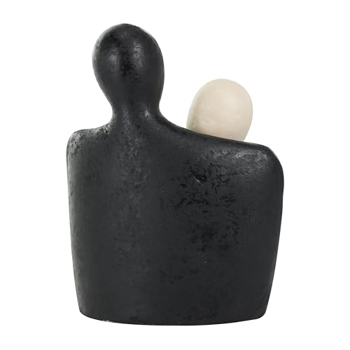 Set de 2 estatuas decorativas de papel maché crema y negro miniatura 3