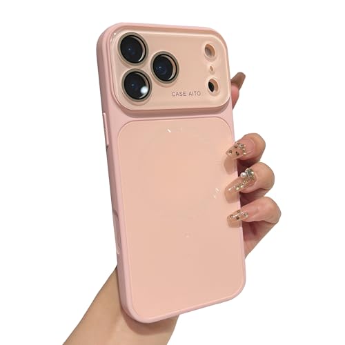 Coque givrée rose pour objectif iPhone 17 Pro Max avec anneau magnétique intégré