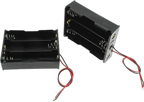 Image of QBM 18650 Battery Case Holder with Lead Wire Bundle 3.7V DIY Battery Storage Box in Series (Pack of 2) (3 Cell Holder) Multicolor