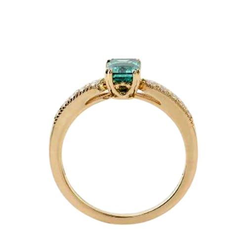 Bague moissanite émeraude carrée argent 925 plaqué or 14 carats femme RNG-1268