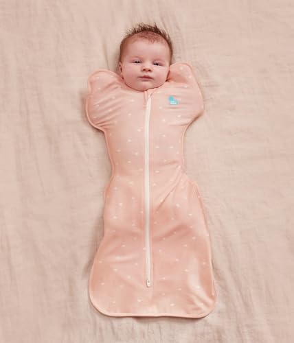 Image of Love To Dream Swaddle UP, Baby Sleep Sack, Twin Zipper For Easy Diaper Changes, Arms UP Position, Hip-Healthy, Lightweight & Breathable, Moderates Temperatures 24-27C, Small 1-3 Months, Heart Blush