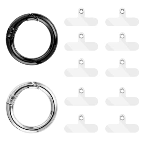 WLLHYF 10 PCS Phone Tether Tab Universal Metal Phone Lanyard Patch Sets Without Adhesive Split Ring Cell Phone Strap Replacement Part for All Phone Cases