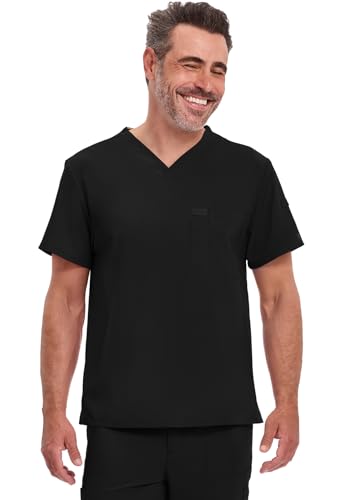 Dickies EDS Essentials Men Scrubs Top Tuckable V-Neck DK635, XL, Black