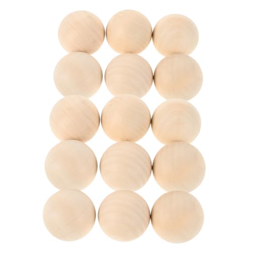 NAMOARLY 15Pc Wooden Stickhandling Balls Non Bounce Hardwood Floor Hockey Training Equipment for Skill Development Recreational Play and Outdoor Activities