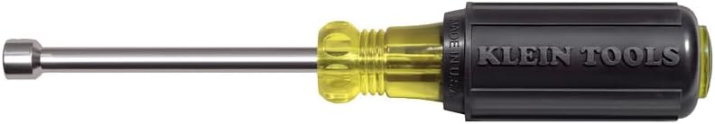 Klein Tools 630-1/4M Nut Driver, 1/4-Inch Magnetic Tip Nut Driver with 3-Inch Hollow Shaft, Cushion Grip Handle 1/4-Inch Tip