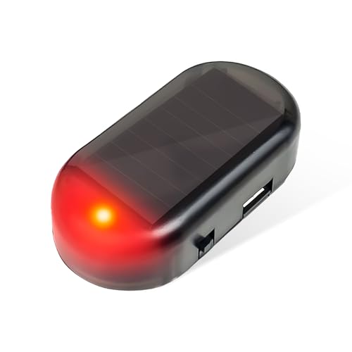 Image of Wevdn Car Solar Power Simulated Dummy Alarm, Anti-Theft Solar LED Warning Light with USB Charger Port, Vehicle Simulated Flashing Security Fake Lamp Alarm Device, Car Accessories (Red)