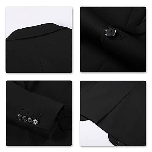 Costume Homme Mariage 3 Pièces Slim Fit Smoking Costumes Couleur Pure Formel Veste Gilet et Pantalon Homme, Noir, M - Image 5