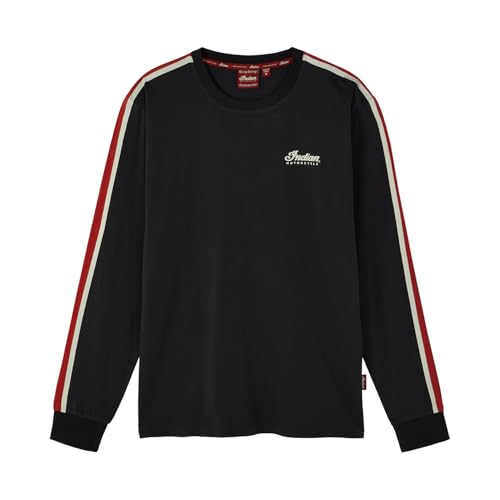 Indian Motorcycle Men's Striped Sleeves Headdress Long Sleeve T-Shirt, Black