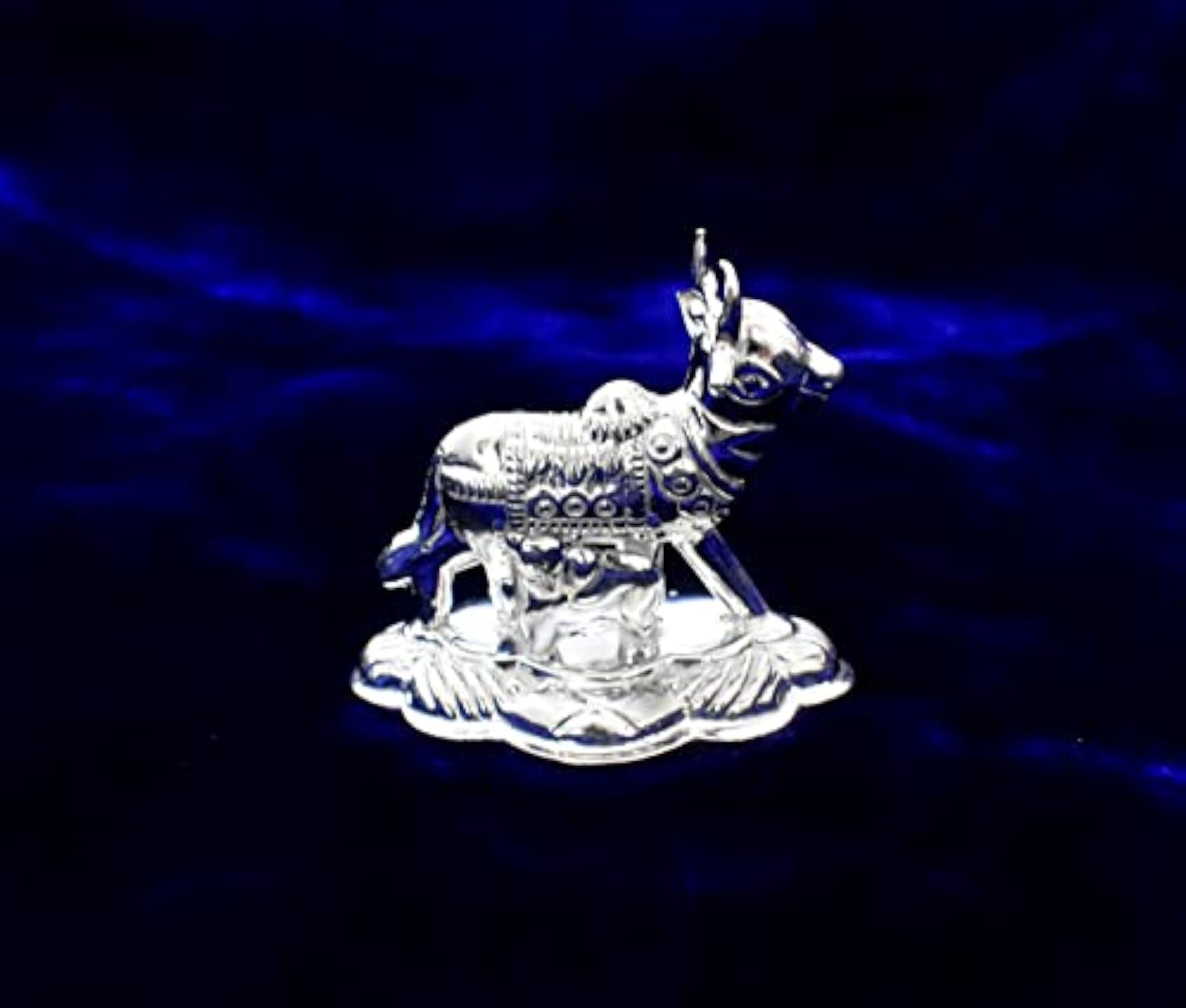 Pure Silver Cow and Calf Idol / Figurine for Puja