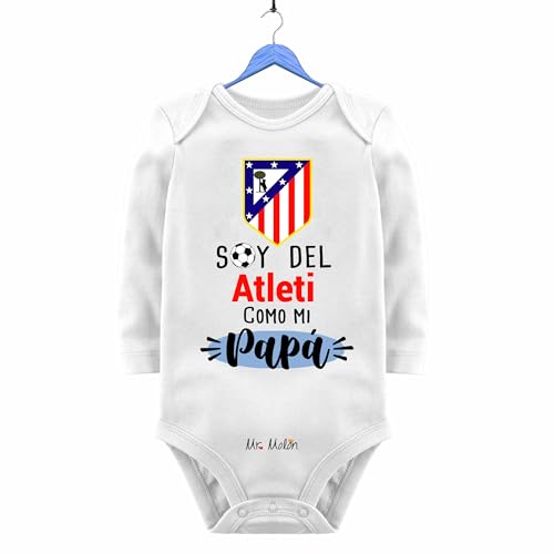BODY BEBE ATLETI: SOY DEL ATLETI COMO MI PAPÁ (Manga Larga, 0-3 meses)