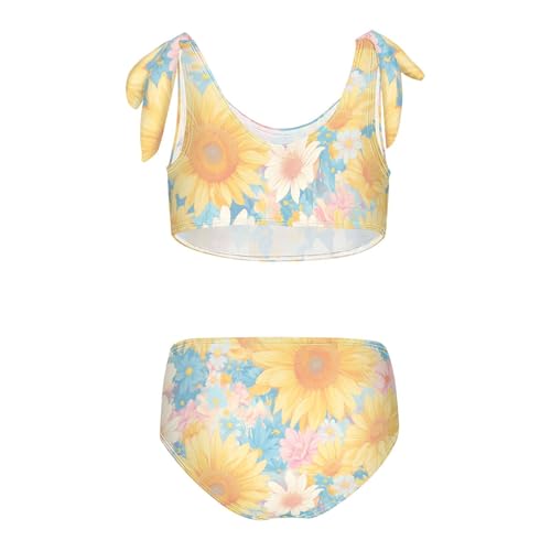 KLL Sunflowers Pattern Artistic Girls' 2 Piece Bikini Sets Quick-Dry Swimsuits Swimwear Cute Shoulder Strap2