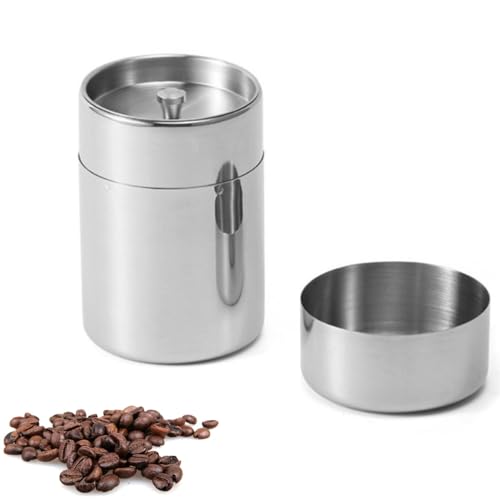 HERCHR Portátil Botes Especias, Bote para Café de Acero Inoxidable, enlatado de té y especias Silver con Lid, Tarro de lata de leche en polvo Hermético Bote Viajar Cafe para Te(550ml)
