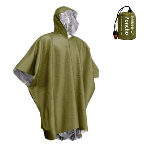 LiveLaif®- Poncho Impermeable Hombre Mujer + Bolsa y Silbato | Térmico, Reversible | Chubasquero Poncho Mujer Impermeable, Unisex y Niño | Poncho Lluvia Mujer y Hombre (Talla única, Verde)