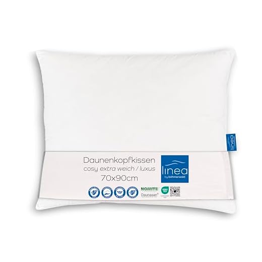 Böhmerwald KIDS Kopfkissen, allergikergeeignet, 90% Daunen / 10% Federn, Füllgewicht: 60gr., Flachkissen, Größe: 40x60 cm, OEKO-TEX ® STANDARD 100, Weiß 8 Böhmerwald Luxus Kopfkissen, 100 % Daunen, Füllgewicht: 600 g, Stützkomfort: extra weich, 1 Stück (1er Pack)