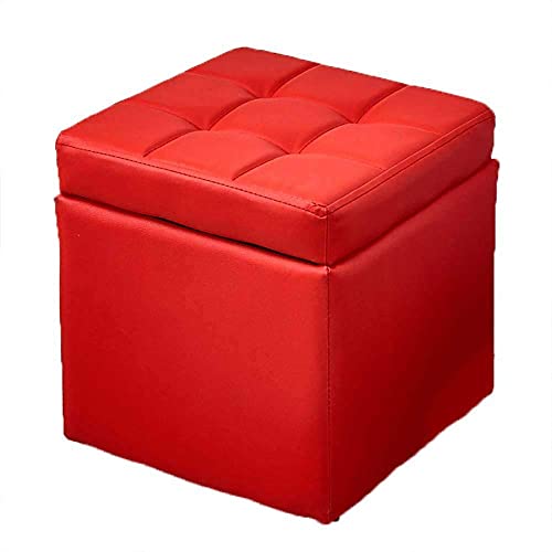ISHEGREV Reposapiés con Cubo de Almacenamiento, Taburete de Cuero con Almacenamiento, Taburete portátil para pies, Asiento Acolchado tapizado - Taburete con reposapiés para Sala de Estar