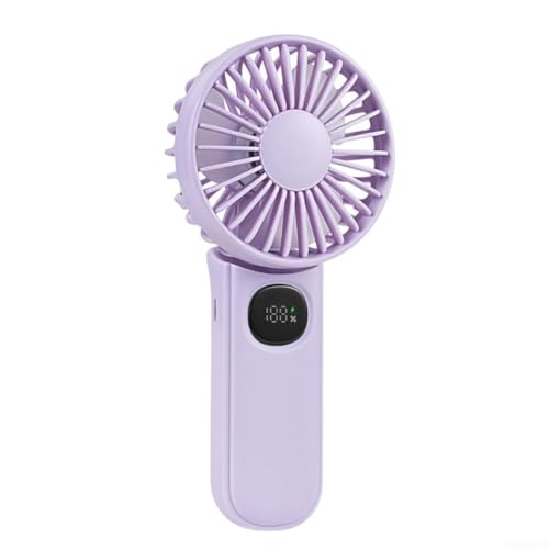 Ventilador plegable de mano con cubierta de malla frontal extraíble y 3 a 16 horas de tiempo de uso (morado)