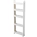 Carrello a 5 Livelli con Ruote ,Scaffale Sottile organizzatore su Ruote ,per Bagno ,Cucina ,Ufficio ,Posti Stretti ,Plastica ,Carrello portaoggetti Bianco Largo 10 cm (Dimensioni: 5 Strati)