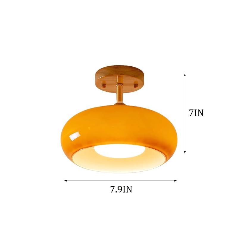 Plafonniers rétro en laiton avec abat-jour orange E27 variable - 6