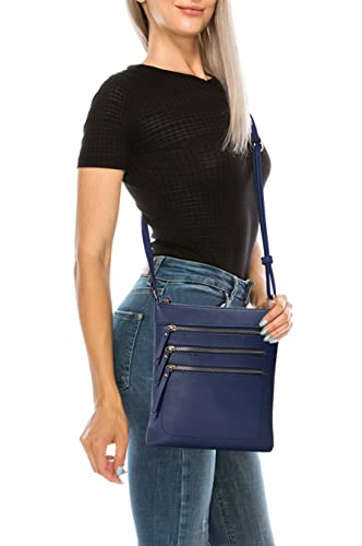 Image of Solene Crossbody Bag Functional Multi Pocket Messenger Purse Top Zip Closure Shoulder Handbag With Adjustable Strap
