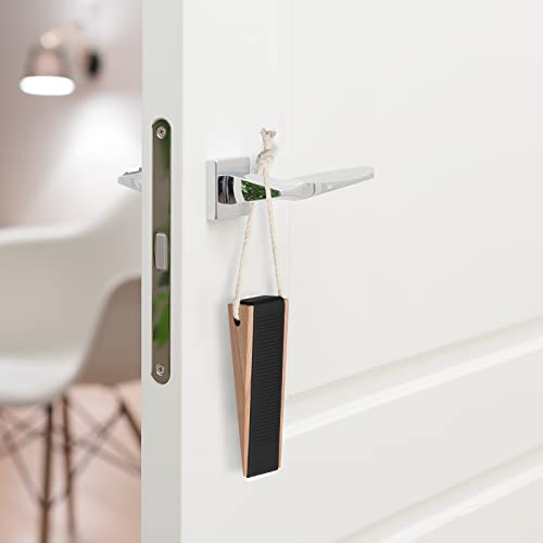 Door Wedge Stopper For Bottom Of Door, Large Tall Wooden Door Wedge, Door Stop Wedge, Wood Door Stopper Wedge, Fitting For Door Gap Under 2 Inches, 2 Pack Black. #TOP6