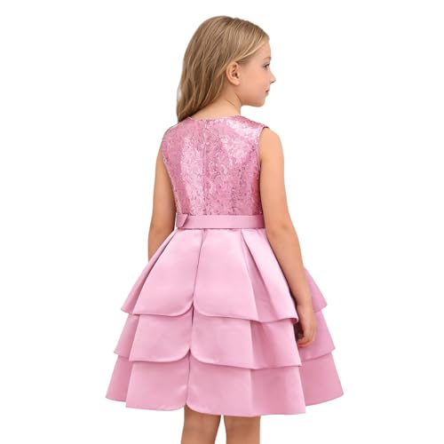Vestido de noche de comunión con encaje brillante para niñas 2