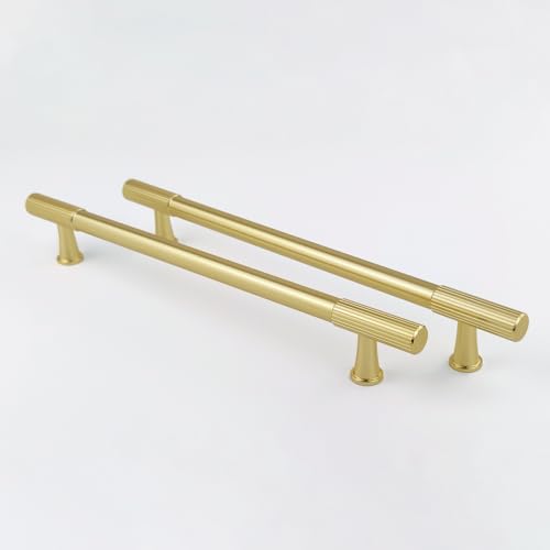Pexintek 2 Tiradores para Muebles Modernos Dorados Distancia de Perforación 192mm Tirador de Cajón con Tornillos Para Armario de Cocina, Armoire, Librería, Tocador (Dorado)