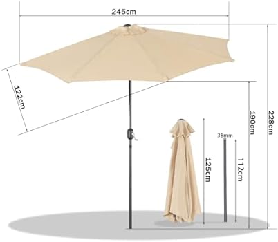Angel Living 270 cm Semi - Parasol de Jardin, Résistant aux UV 50 , Demie Rond Ombrelle contre le Mur idéal pour Balcon, Terrasse, Jardin (gris