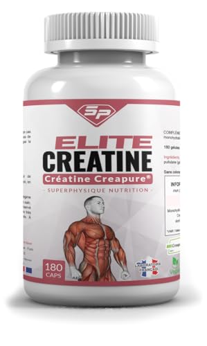 SuperPhysique Nutrition Elite Créatine – 100% Creapure Monohydrate – 180 Gélules Végétales...